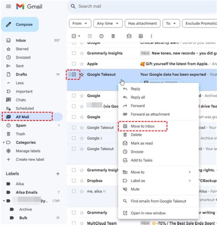 Gmail Archive Method 2