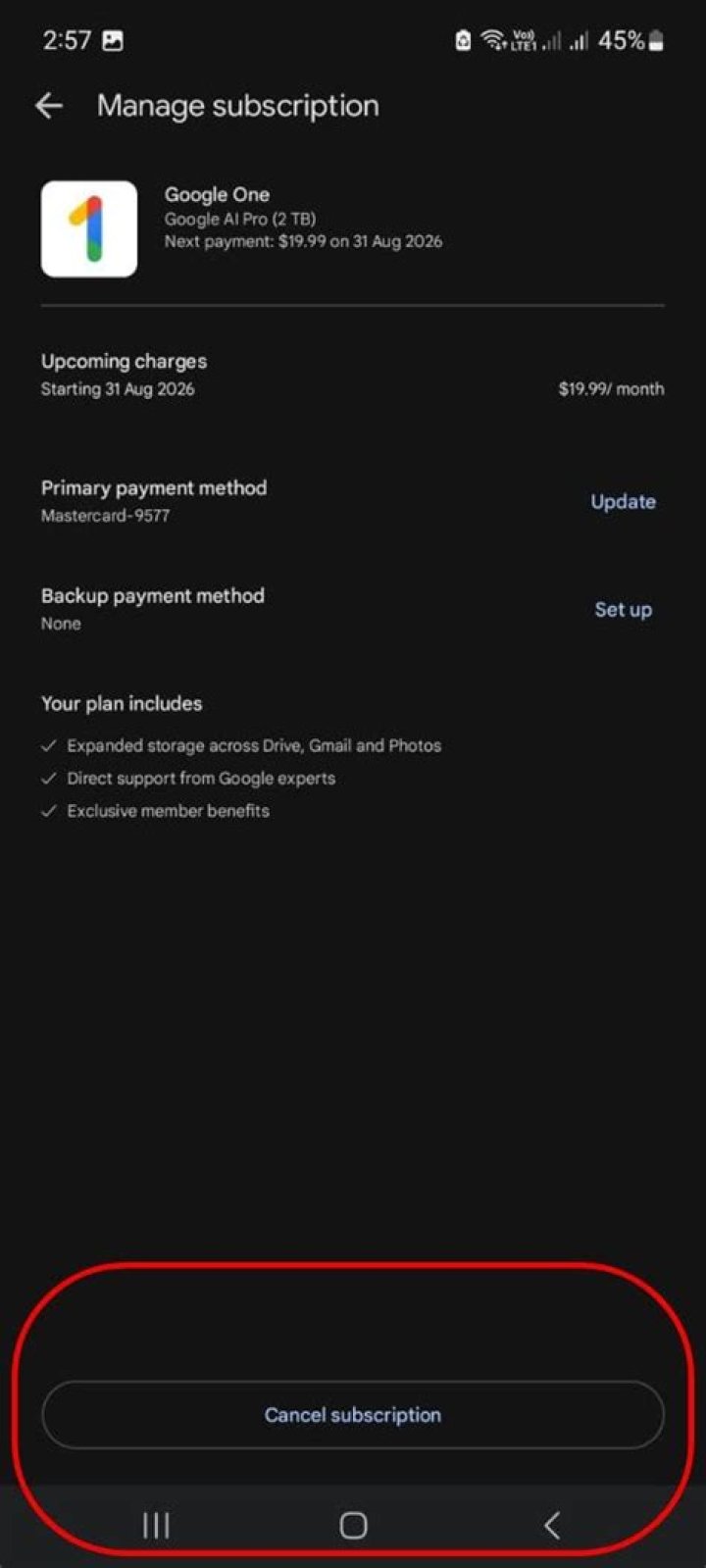 Tap cancel subscription, tap a reason for cancelling, tap continue and tap cancel subscription one more time.