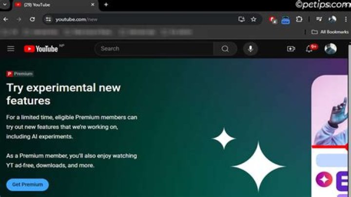 YouTube Try Experimental Features Banner